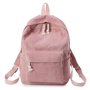 여성 배낭 코듀로이 디자인 학교 배낭 십대 소녀 학교 가방 스트라이프 배낭 여행 가방 어깨 가방