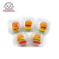 Mini Hamburger Gevulde Gummy Candy, Fruitig Sappig Burger Snoep, Individueel Verpakt Potje Groothandel OEM