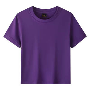 เสื้อยืดผ้าฝ้ายสีพื้นสำหรับผู้ชายแขนสั้นคอกลมทรงมาตรฐานสีพื้นใส่สบายผ้าถักระบายอากาศดี - Product Image 5
