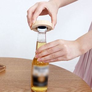 Custom Logo Blank Round Mini Bottle Opener Wooden <b>Fridge</b> Magnets Beer Opener With Eco Friendly - Product Image 5
