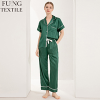 FUNG 6028 Vente en gros de pyjamas noirs pour demoiselles d'honneur, ensembles de pyjamas à manches courtes personnalisables