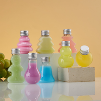 Bouteille transparente en PET de 50 ml en forme d'ampoule avec bouchon à vis en aluminium, récipient décoratif en plastique pour boissons, idéal pour les fêtes DIY et Noël
