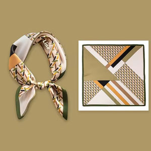 Écharpe carrée légère 100 % soie polyester au design élégant, texture soyeuse et douce, agréable pour la peau, idéale pour le printemps et la mode. - Product Image 1