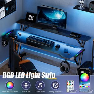 <span class=keywords><strong>Bureau</strong></span> de jeu intelligent en fibre de carbone noir <span class=keywords><strong>avec</strong></span> lumières LED Table de jeu <span class=keywords><strong>avec</strong></span> prise de courant Bureaux de travail ergonomiques pour <span class=keywords><strong>bureau</strong></span> à domicile - Product Image 4