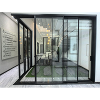 Porte coulissante mince en aluminium pour balcon, système double vitrage 5+5 avec moustiquaire intégrée