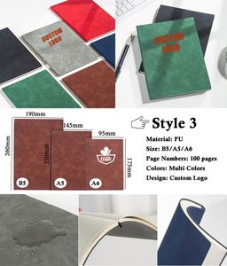 Agenda en cuir PU avec logo imprimé, papier kraft, journal, carnet à spirales A5, carnet personnalisé avec logo pour l'école, les affaires - Product Image 4
