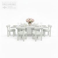 Table à manger rectangulaire moderne en verre et fer avec base à barres verticales pour banquets de mariage en extérieur, commande en gros OEM ODM