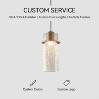 Suspension LED moderne de luxe nordique en verre craquelé, style rétro effet glace, hauteur réglable, finition cuivre, pour maison et bureau