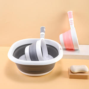 Ensemble de <span class=keywords><strong>seau</strong></span> de bain <span class=keywords><strong>et</strong></span> de bassin en plastique PP pliable rétractable créatif portable >30L, eau bouillante non applicable, louche à eau pratique - Product Image 4