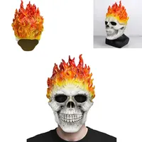 Masque intégral en latex unique pour cosplay, tête de squelette flamme effrayante, pour Halloween, carnaval, fête, accessoires de costume