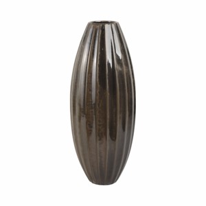 Vase en céramique côtelée, forme courbée, finition mate, vase à fleurs moderne pour la décoration du salon, chambre à coucher - Product Image 3