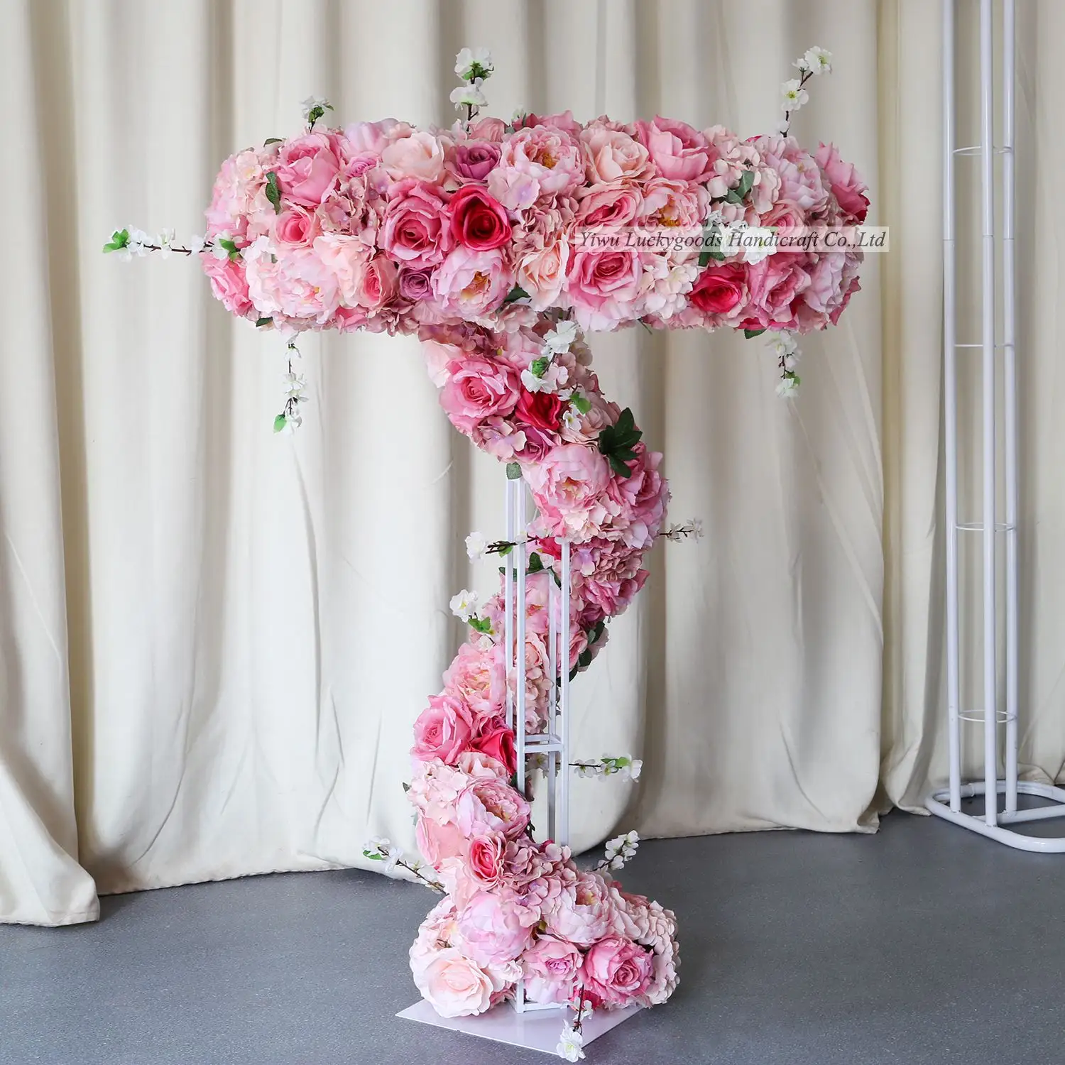 Escritorio de recepción LFB1186, soporte de decoración de arreglo floral de rosas artificiales, centros de mesa de boda, flores