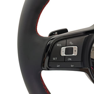Volante de Cuero Completo con Costuras Rojas Línea R para VW Volkswagen Golf 5 6 7 R MK5 MK6 MK7 MK7.5 <span class=keywords><strong>GTI</strong></span> <span class=keywords><strong>Polo</strong></span> Passat B7 B8 Jetta - Product Image 4