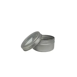 90ml 90g aluminum can with glass lid, aluminium tin with glass lid