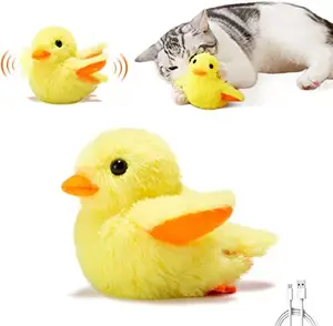 カスタム猫引っかきおもちゃインタラクティブ鳥シミュレーション猫おもちゃセット洗える柔らかい翼羽ばたきぬいぐるみアヒルティーザー猫のおもちゃ