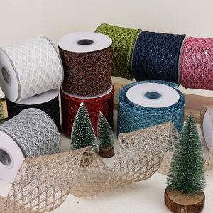 Pita Kawat Jala Berkilauan 4'' 10 Yard Perak untuk Dekorasi Rumah, Pembungkus Kado, Kerajinan DIY, Karangan Bunga untuk Pohon Natal - Product Image 4