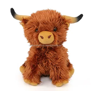 Manufacturer Custom Highlands Cows Brown Animal Weighted Plush Toy Stuffed Scotish Highland Cow For Kids