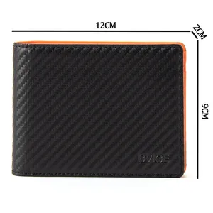 Men's Wallet Manufacturer Direct Sales Men's Short Style 3 Fold Carbon Brazed Wei Business Wallet Fashion US Dollar Wallet