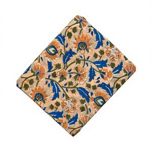 ผ้าฝ้ายอินเดียทำมือสวยงาม 100% สำหรับตัดเย็บชุดมินิเดรสแบบเป็นมิตรกับสิ่งแวดล้อม คอวีหวาน แขนพอง ลายดอกไม้ - Product Image 1