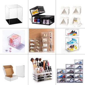 Injection Molded PET Acrylic <b>Fold</b> Magnetic Side Open Custom Organizer Case Giant Transparent Clear Sneaker Shoe <b>Storage</b> Display - Product Image 6
