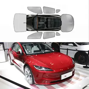 2023 maille créative fenêtre électronique pliable impression couverture personnalisée pare-soleil de voiture pour tesla modèle 3 highland