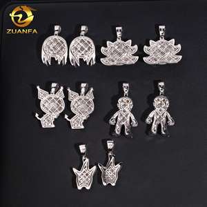 Colgante de Moda con Diseño de Dibujos Animados, Joyería Hip Hop con Incrustaciones de Moissanita, Colgante de Plata <span class=keywords><strong>925</strong></span> con Cadena de Moissanita, Colgante con Logotipo - Product Image 6