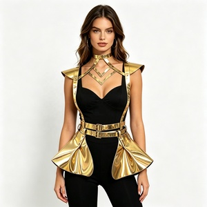 1 pièce Harnais de corps en PU pour femme, ceinture de mode, harnais d'épaule holographique pour festival, rave et cosplay, accessoire corporel - Product Image 6