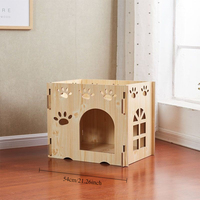 Lit pour chat et maison pour animaux de compagnie en bois massif, moderne et écologique, villa pour chat à double étage, structure d'escalade, condo pour chat en bois et mobilier