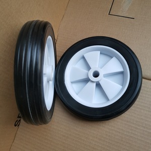 120 Solid Tire 7 Inch Black <b>Rubber</b> White <b>Plastic</b> Core For Utility Vehicles Wholesale - Product Image 2