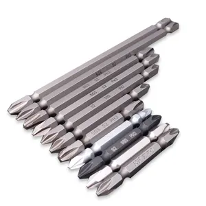 6.35mm High Torque S2 Alloy Steel Strong Magnetic Pearl Nickel Color 65-150mm Sandblasting Phillips Screwdriver Bits