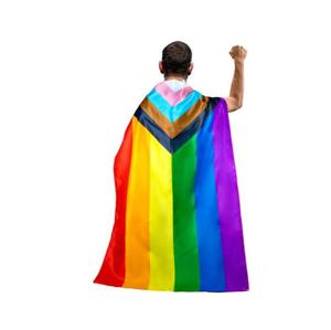Drapeau <span class=keywords><strong>LGBT</strong></span> progressif arc-en-ciel 3x5 pieds, bon marché, en stock, à suspendre, à porter, cape, bannière avec corde pour le mois de la fierté - Product Image 1