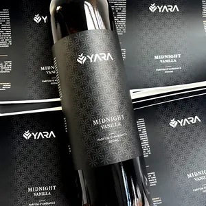 Impressão de etiquetas adesivas para frascos de perfume com logotipo personalizado, etiqueta preta prateada para frascos de vidro à prova d'água para cosméticos