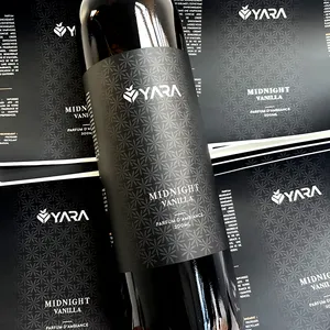 Impresión negro plata estampado en caliente botella de Perfume etiquetas adhesivas Logo personalizado impermeable botella de vidrio etiqueta para cosméticos