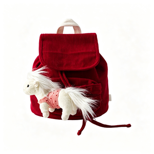 Zainetto mini in velluto a coste personalizzato Qetesh con bambola di peluche a forma di pony, borsa a tracolla casual da tutti i giorni per ragazze - Product Image 2