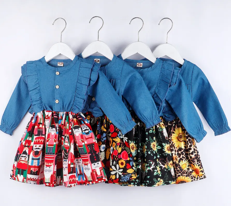 1〜5歳の赤ちゃんの女の子キュートで高品質のジーンズドレス