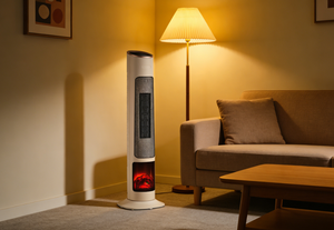 เครื่องทำความร้อนแบบทาวเวอร์ PTC ได้รับ<span class=keywords><strong>การ</strong></span>รับรองมาตรฐาน CE ของสหภาพยุโรป แรงดันไฟฟ้า 220-240V พร้อมเอฟเฟกต์เปลวไฟ รีโมทคอนโทรล และระบบส่ายได้ เหมาะสำหรับห้องนั่งเล่นและสำนักงาน - Product Image 2