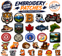 Patchs brodés personnalisés en gros, motifs animaux mignons, Kawaii, assortis, thermocollants pour vêtements d'enfants et sacs à dos, faible MOQ