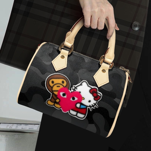 Borsa Tote da Donna Nera con Stampa Mimetica, Cerniera e Fodera in Poliestere, Design Personalizzato, Bestseller - Product Image 1
