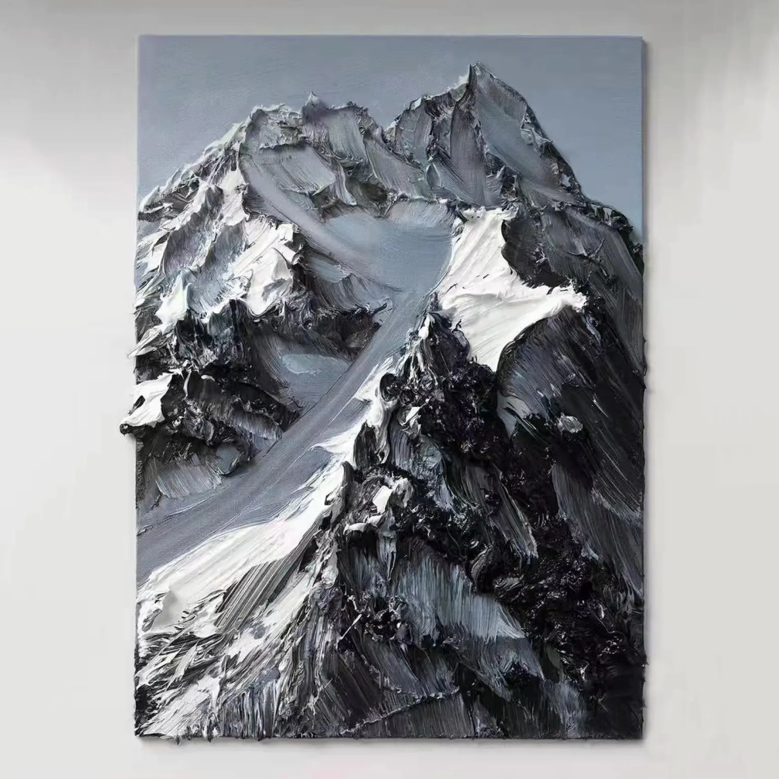 EagerArt Conrad Jon Godly Abstract Snow Mountain Hand Paintings on Canvas Wrapped 3D Thick Texture Wall Art Home Decor