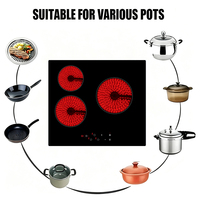 Table de cuisson vitrocéramique encastrable 3 zones 220V 5200W avec contrôle tactile, verre lisse, verrouillage enfant et minuterie, certifiée CE & RoHS