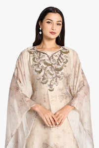 Abaya Musulmana LEDUO Personalizada, Elegante y Lujosa, con Cuentas Bordadas en Forma de Árbol, de Chifón, para Mujer, Manga Larga, para Diwali - Product Image 2