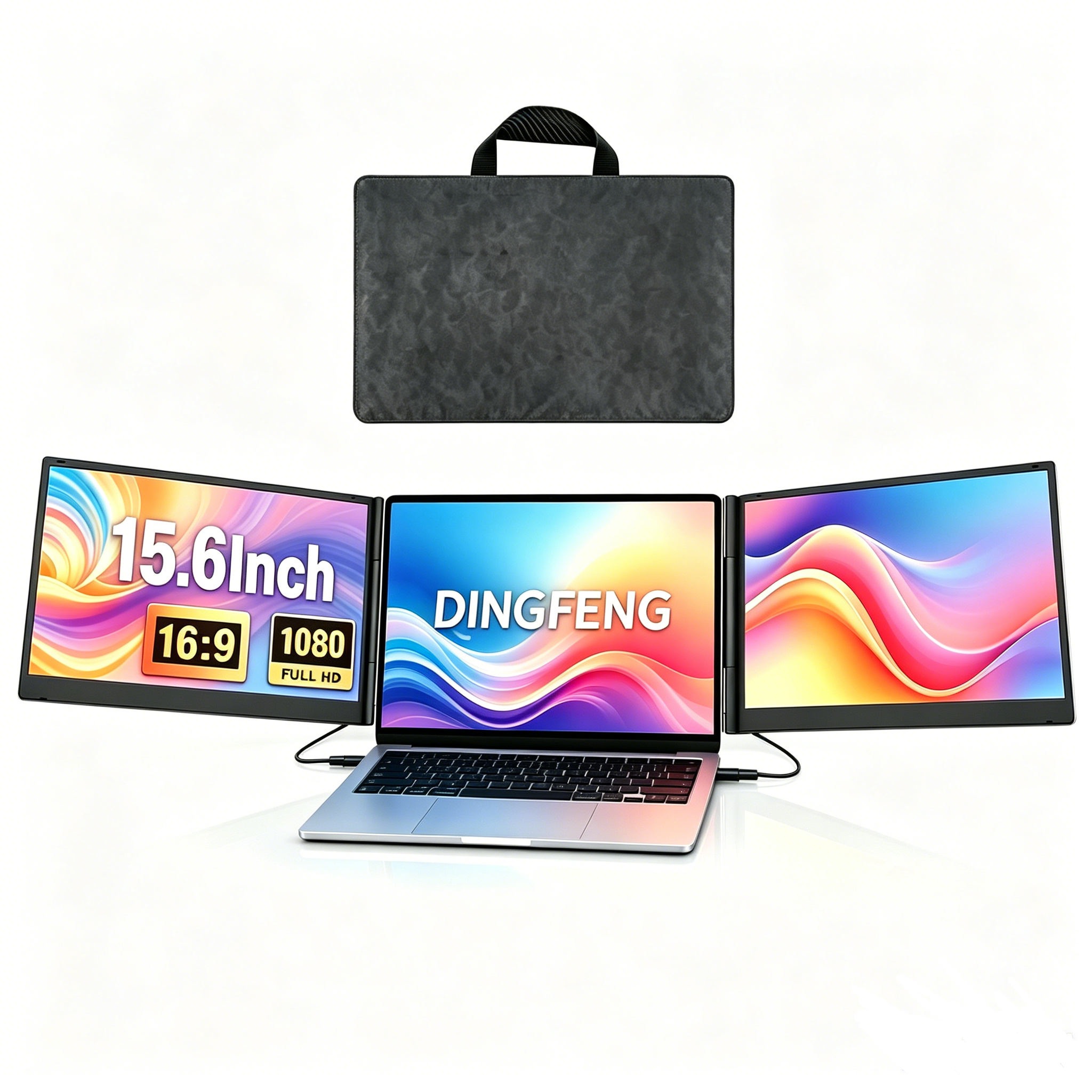 <strong>2026</strong> Fashionable <strong>Laptop</strong> Portable Monitor <strong>15</strong>.6" Ultra Light & Thin 1080P FHD Display Two Cable USB-C Monitor Extender Fits 13-17"
