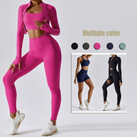 Vêtements de yoga de gym personnalisés grande taille pour femmes vêtements de fitness ensemble de vêtements de sport pour l'entraînement pantalon de levage des fesses pour femmes ensembles de yoga de 4 pièces