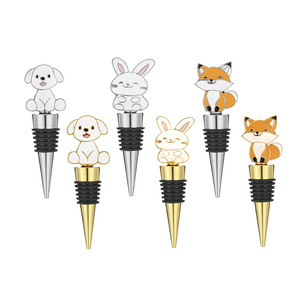 Animal Series <b>Wine</b> Stoppers Rabbit Puppy Fox Zinc Alloy Sealing Bottle Stopper For Weddings Parties Holidays - Product Image 1