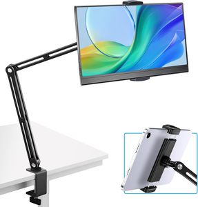 360 °   Soporte de brazo flexible giratorio con pinza larga para teléfono, lector de libros electrónicos y tabletas, para escritorio y cama - Product Image 1
