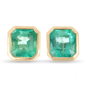 925 Sterling Silver <strong>Gold</strong> Plating <strong>Emerald</strong> Cut <strong>Emerald</strong> Stud <strong>Earrings</strong> Halo Gemstones Luxury Stud <strong>Earrings</strong> - Product Image 5