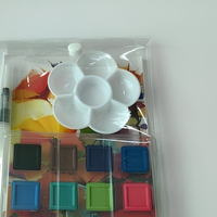 Ensemble de peinture à l'aquarelle de 17 pièces, ensemble d'art, blocs de couleurs, palette, pinceaux pour l'école et l'usage créatif