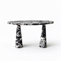 Table console d'entrée en marbre naturel Dream Home, plateau asymétrique, pieds en pierre coniques, pour une décoration d'entrée contemporaine