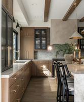 Ensemble d'armoires de cuisine modernes modulaires personnalisées en mélamine ou en bois massif, armoires de cuisine écologiques ignifuges pour la rénovation de villas