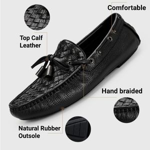 Zapatos de Hombre 100% Cuero Vacuno, Mocasines Trenzados de Alta Calidad, Reversibles, Planos y de Lujo, Fabricación OEM - Product Image 3